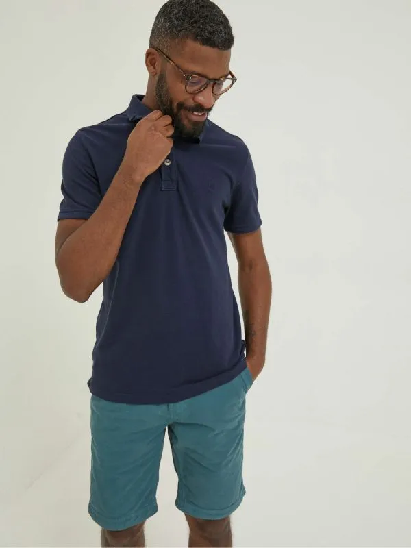 Fat Face Wardrobe Staples Men Blue Pique Polo Shirt