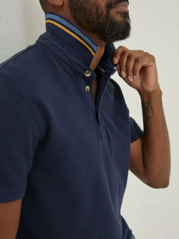 Fat Face Wardrobe Staples Men Blue Pique Polo Shirt