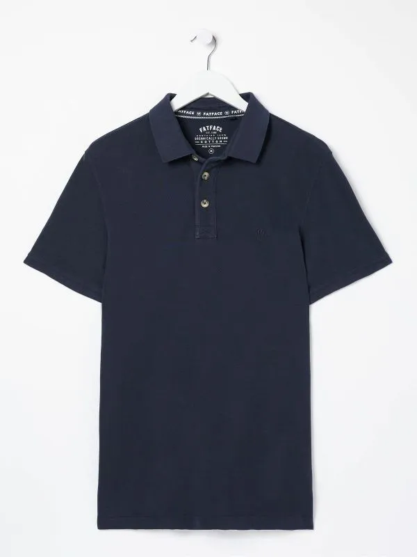 Fat Face Wardrobe Staples Men Blue Pique Polo Shirt