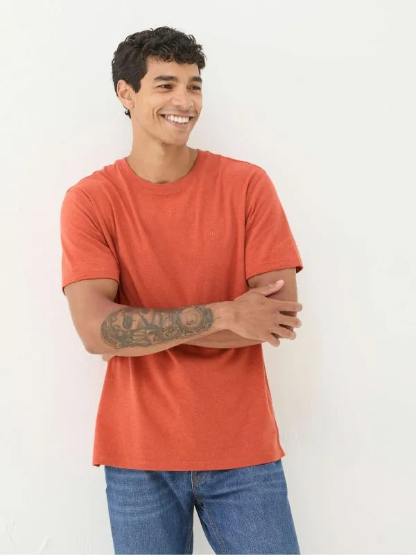 Fat Face Wardrobe Staples Men Lulworth Orange 100 Cotton Organic Crew TShirt