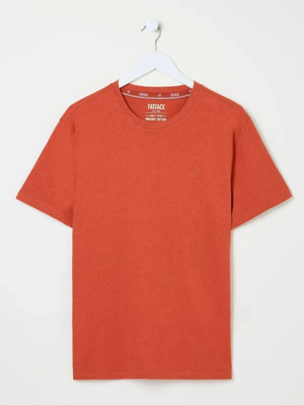 Fat Face Wardrobe Staples Men Lulworth Orange 100 Cotton Organic Crew TShirt Fat Face Wardrobe Staples Men Lulworth Orange 100 Cotton Organic Crew TShirt