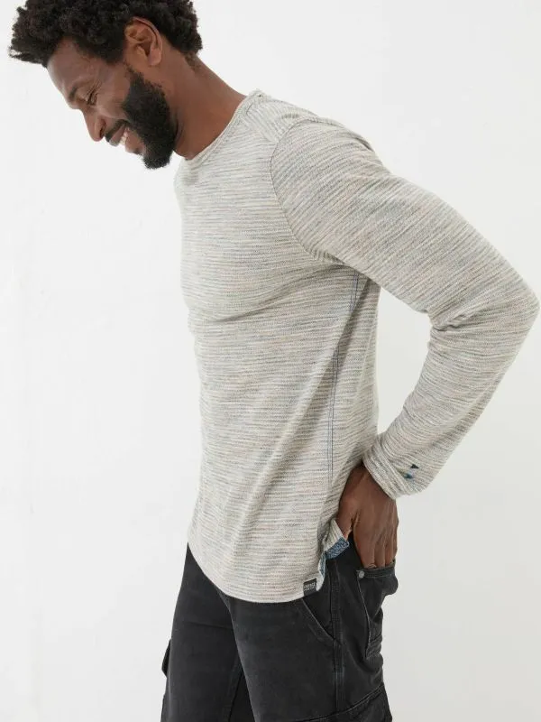 Fat Face Wardrobe Staples Men Natural Dark Skies Long Sleeve Crew TShirt