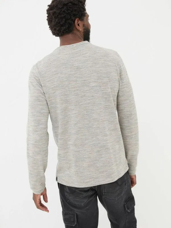 Fat Face Wardrobe Staples Men Natural Dark Skies Long Sleeve Crew TShirt