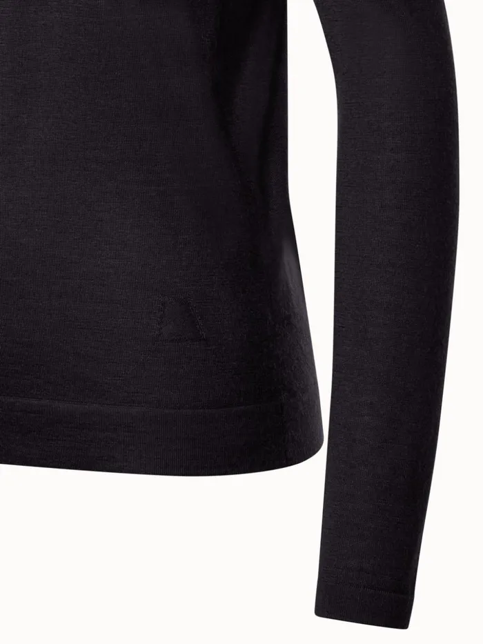 Fine Gauge Cashmere Silk Knit Pullover Charcoal Women Akris Knitwear