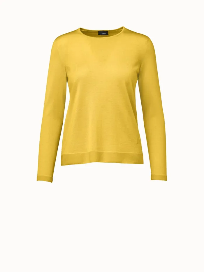Fine Gauge Cashmere Silk Pullover Mimosa Women Akris Cashmere