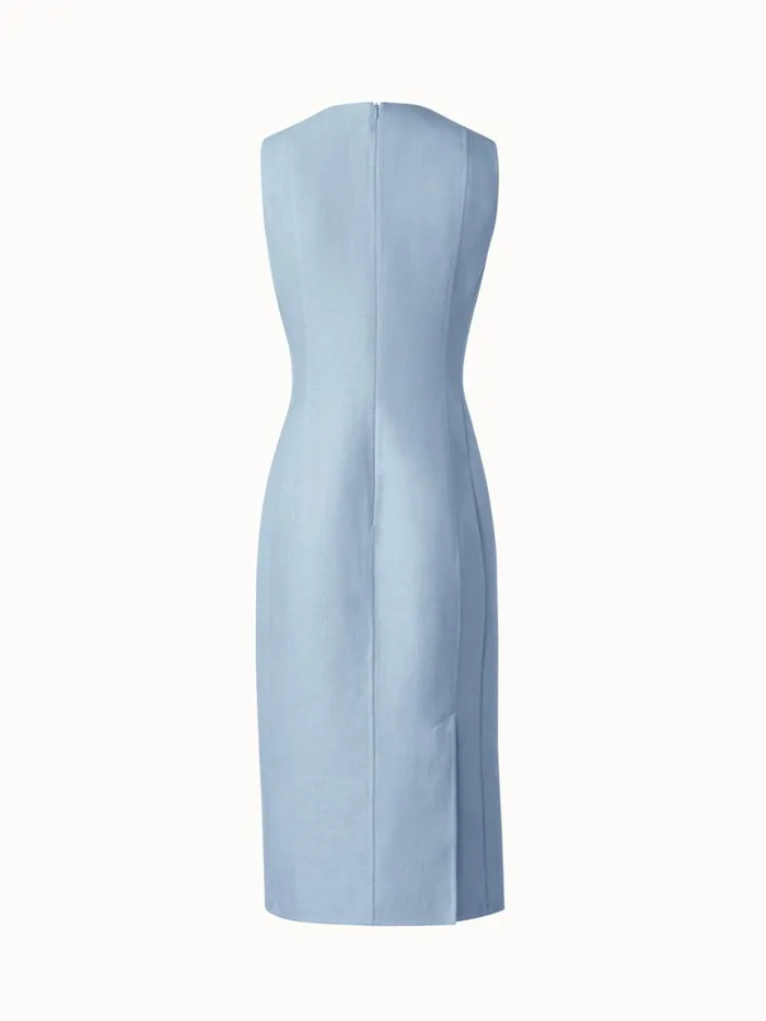 Fitted Cotton Silk DoubleFace Sheath Dress Bleached Denim Women Akris Dresses