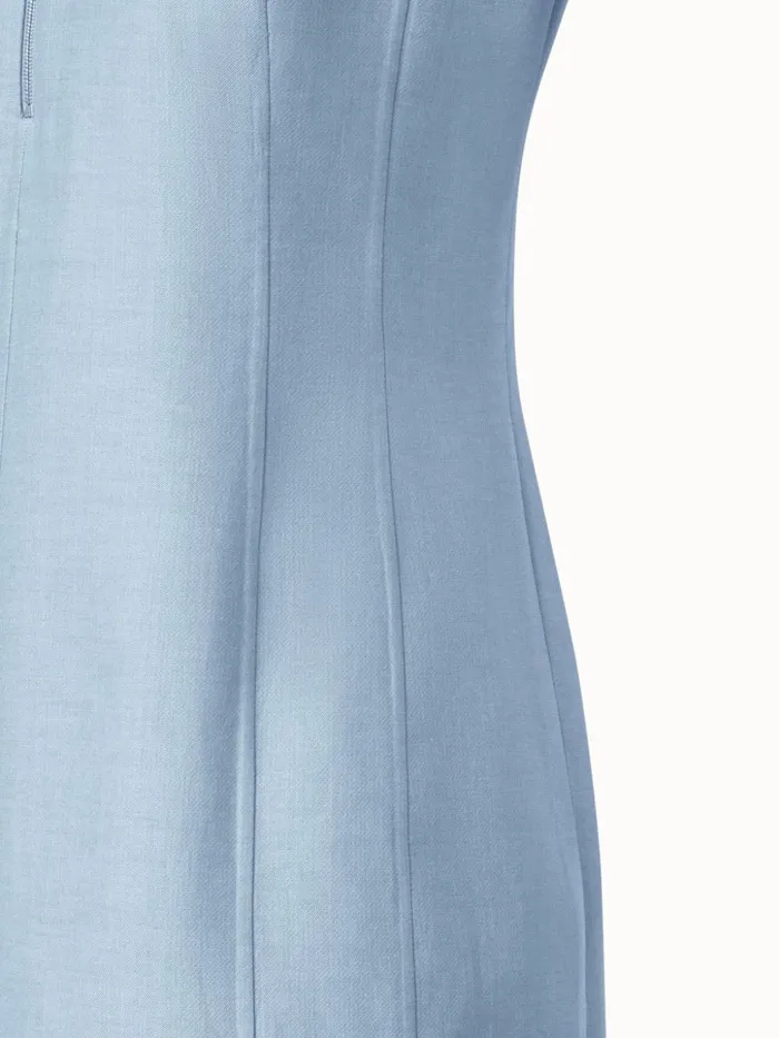 Fitted Cotton Silk DoubleFace Sheath Dress Bleached Denim Women Akris Dresses