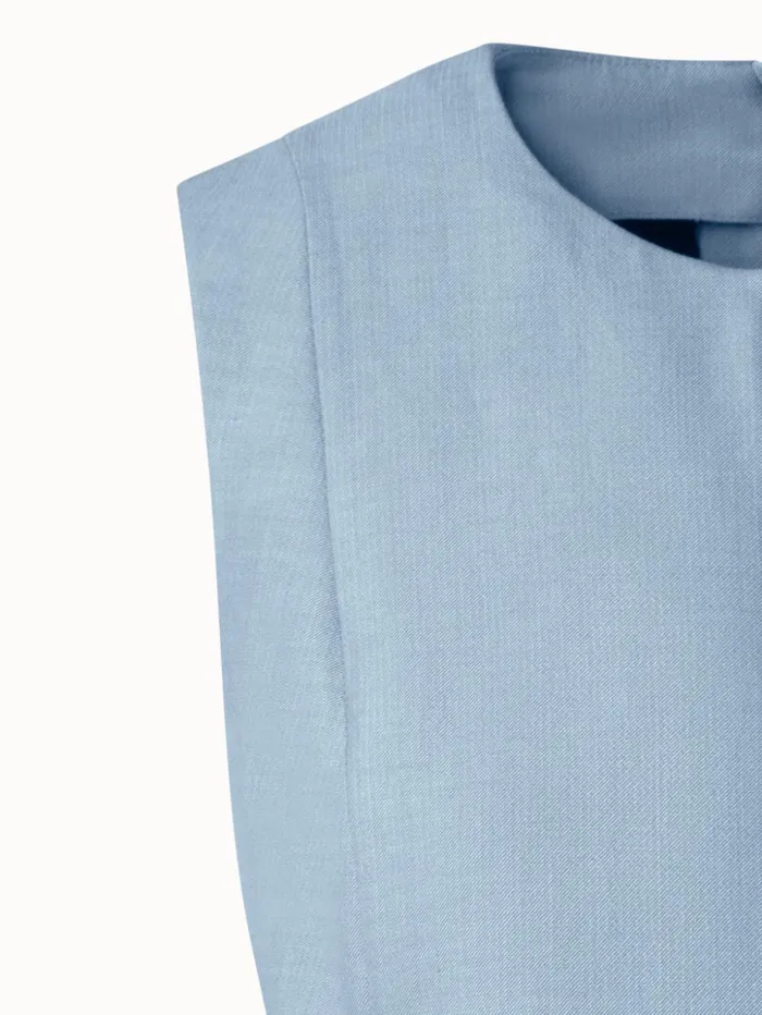 Fitted Cotton Silk DoubleFace Sheath Dress Bleached Denim Women Akris Dresses