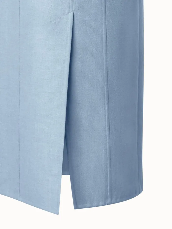 Fitted Cotton Silk DoubleFace Sheath Dress Bleached Denim Women Akris Dresses