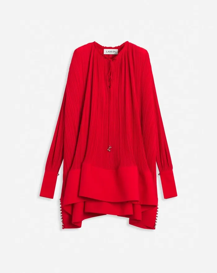 Flared Pleated Dress Flame Women Lanvin Dresses