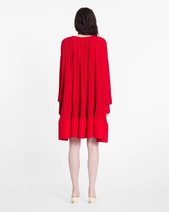 Flared Pleated Dress Flame Women Lanvin Dresses Flared Pleated Dress Flame Women Lanvin Dresses