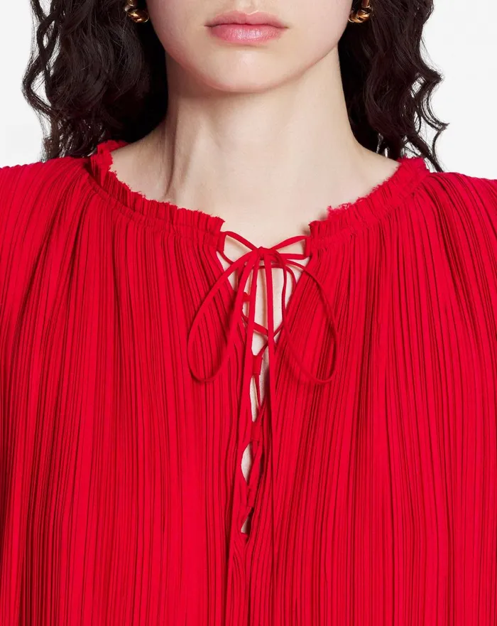 Flared Pleated Dress Flame Women Lanvin Dresses Flared Pleated Dress Flame Women Lanvin Dresses
