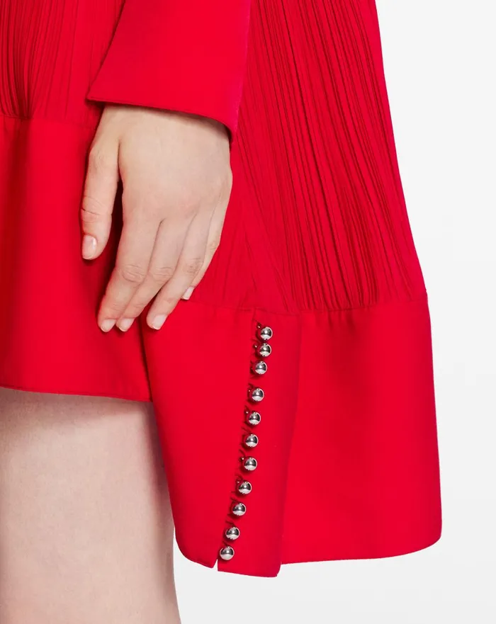 Flared Pleated Dress Flame Women Lanvin Dresses Flared Pleated Dress Flame Women Lanvin Dresses