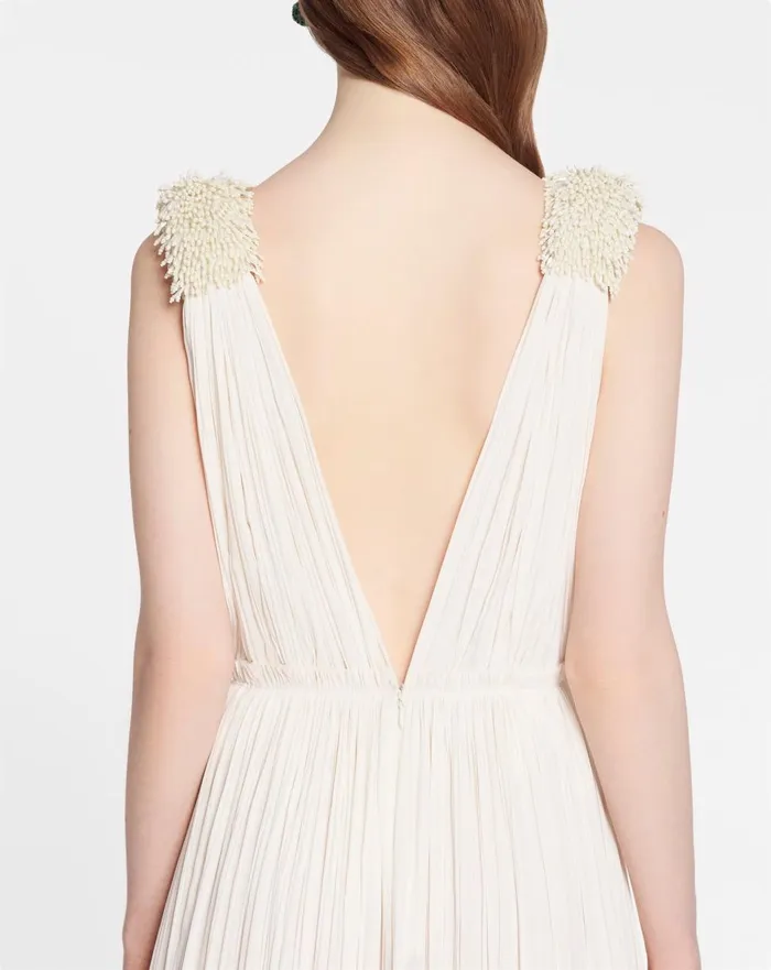 Floor Length Evening Gown In Charmeuse Off White Women Lanvin Dresses