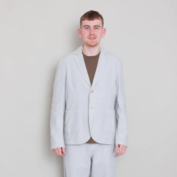Folk Clothing Outerwear Cotton Linen Blazer 8211 Mist Blue 8211 Mens