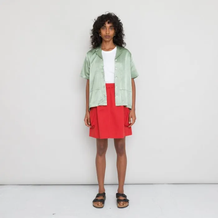 Folk Clothing Shirting Short Sleeve Junction Shirt 8211 Pistachio Satin 8211 Womens