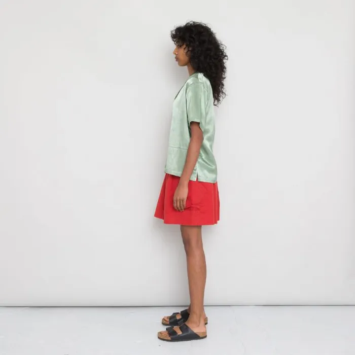 Folk Clothing Shirting Short Sleeve Junction Shirt 8211 Pistachio Satin 8211 Womens