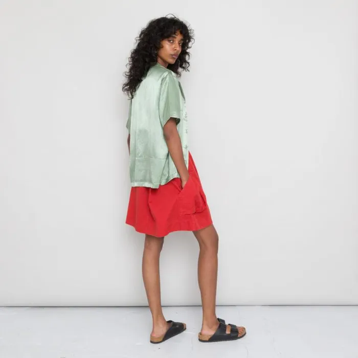 Folk Clothing Shirting Short Sleeve Junction Shirt 8211 Pistachio Satin 8211 Womens