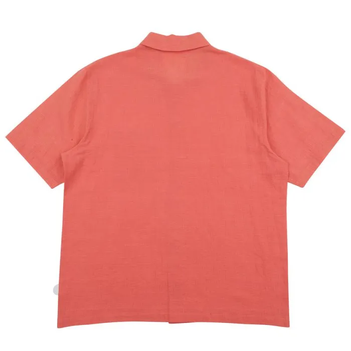 Folk Clothing Shirts Gabe Shirt 8211 Coral Linen Grid 8211 Mens