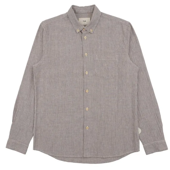 Folk Clothing Shirts Relaxed Fit Shirt 8211 Brown Fine Stripe 8211 Mens