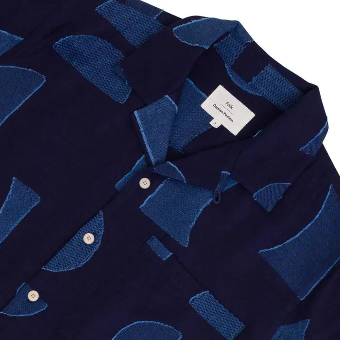 Folk Clothing Shirts Relaxed Soft Collar Shirt 8211 Indigo Moon DP 8211 Mens