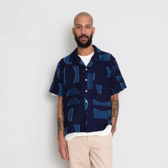 Folk Clothing Shirts Relaxed Soft Collar Shirt 8211 Indigo Moon DP 8211 Mens