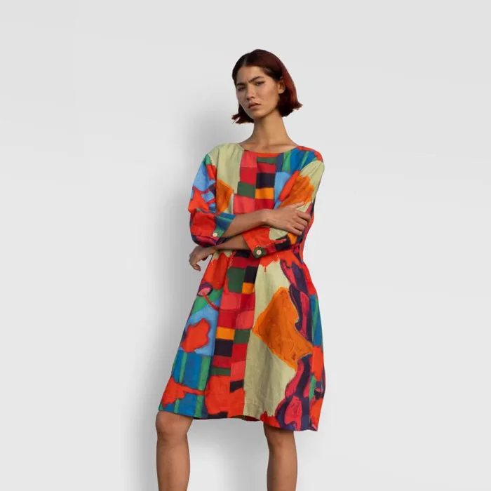 Folk Clothing Skirts Joana Day Dress 8211 Red Tulip Print 8211 Womens