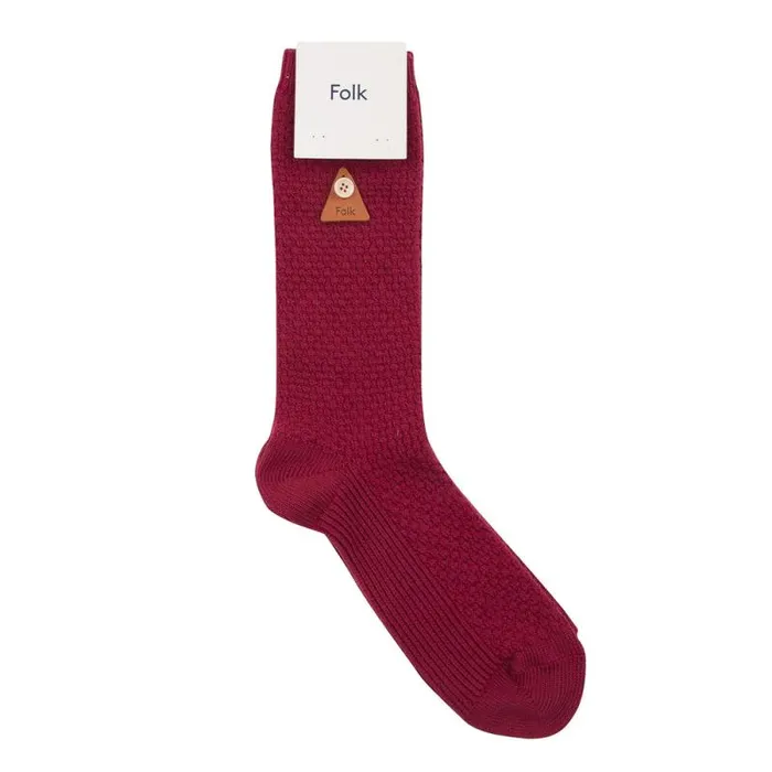 Folk Clothing Socks Waffle Socks 8211 Pomegranate 8211 MensWomens