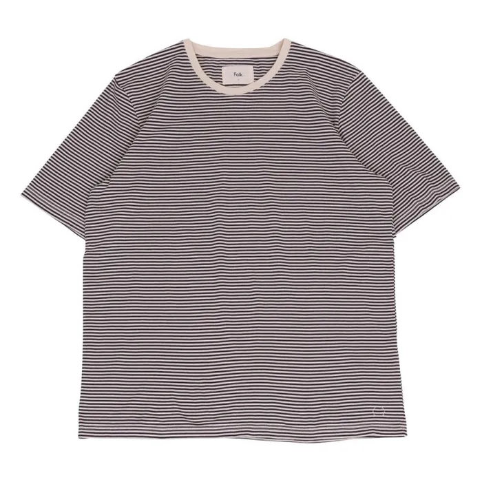 Folk Clothing TShirts 12151 Stripe Tee 8211 Charcoal Ecru 8211 Mens