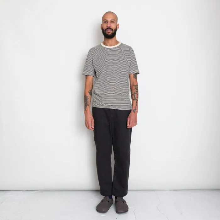 Folk Clothing TShirts 12151 Stripe Tee 8211 Charcoal Ecru 8211 Mens