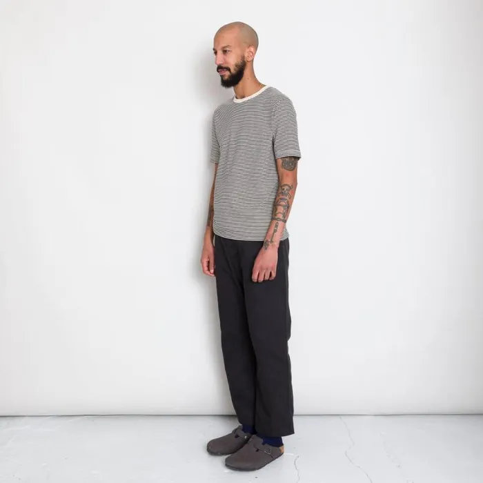 Folk Clothing TShirts 12151 Stripe Tee 8211 Charcoal Ecru 8211 Mens