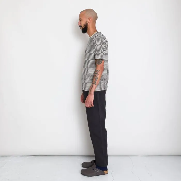 Folk Clothing TShirts 12151 Stripe Tee 8211 Charcoal Ecru 8211 Mens