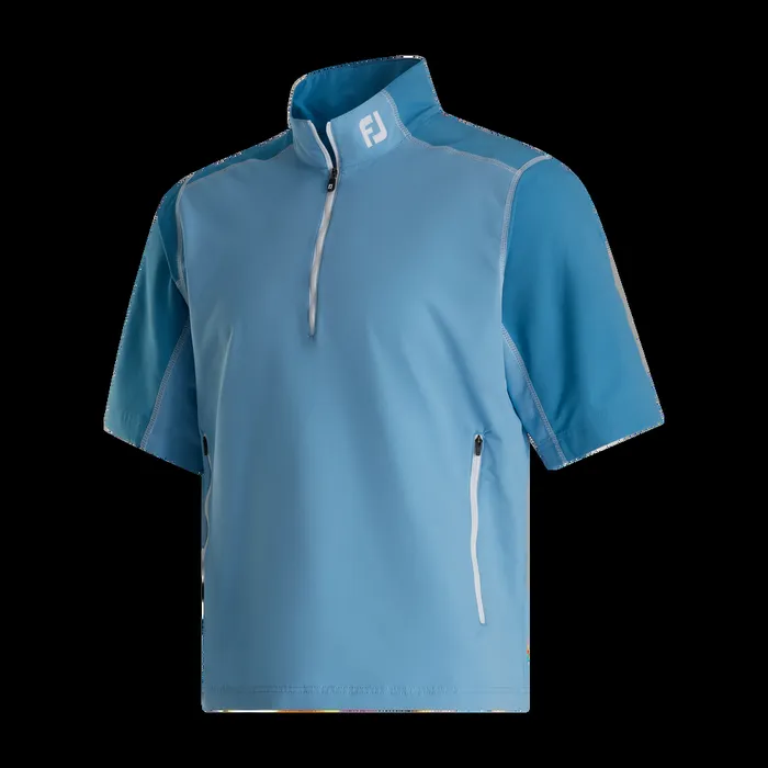 FootJoy Outer Layers Men Short Sleeve Sport Windshirt 8211 FJ Tour Collar Tonal Blue