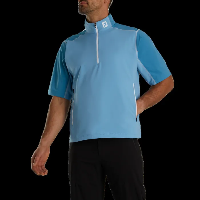 FootJoy Outer Layers Men Short Sleeve Sport Windshirt 8211 FJ Tour Collar Tonal Blue