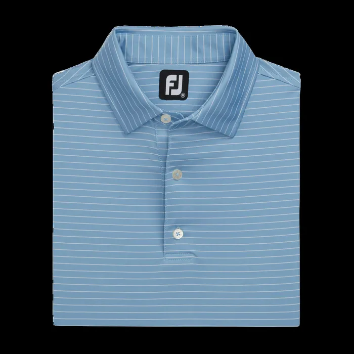FootJoy Shirts Men Pencil Stripe Lisle Blue White