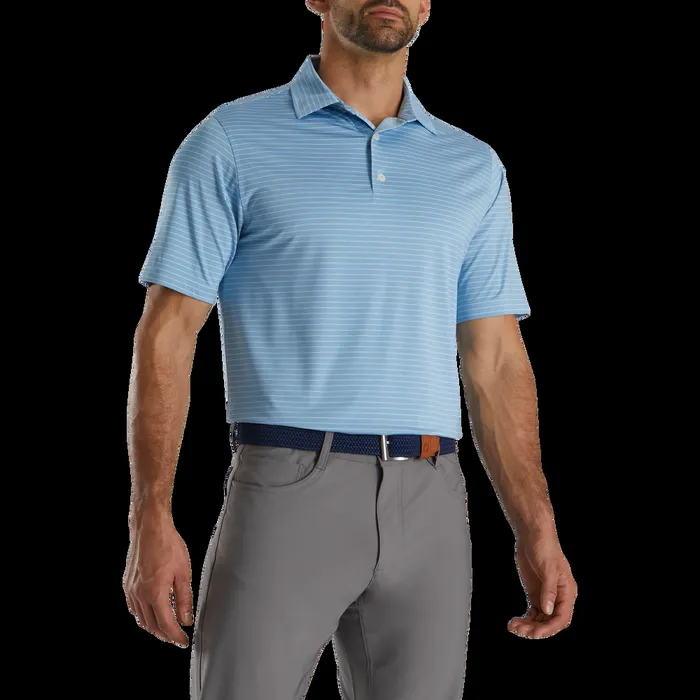 FootJoy Shirts Men Pencil Stripe Lisle Blue White