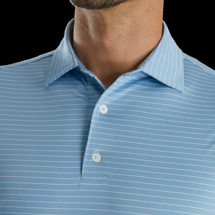 FootJoy Shirts Men Pencil Stripe Lisle Blue White