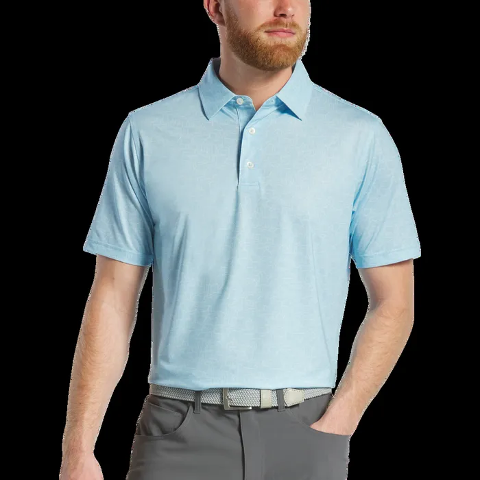 FootJoy Shirts Men Scottish Town Lisle Lake Blue White
