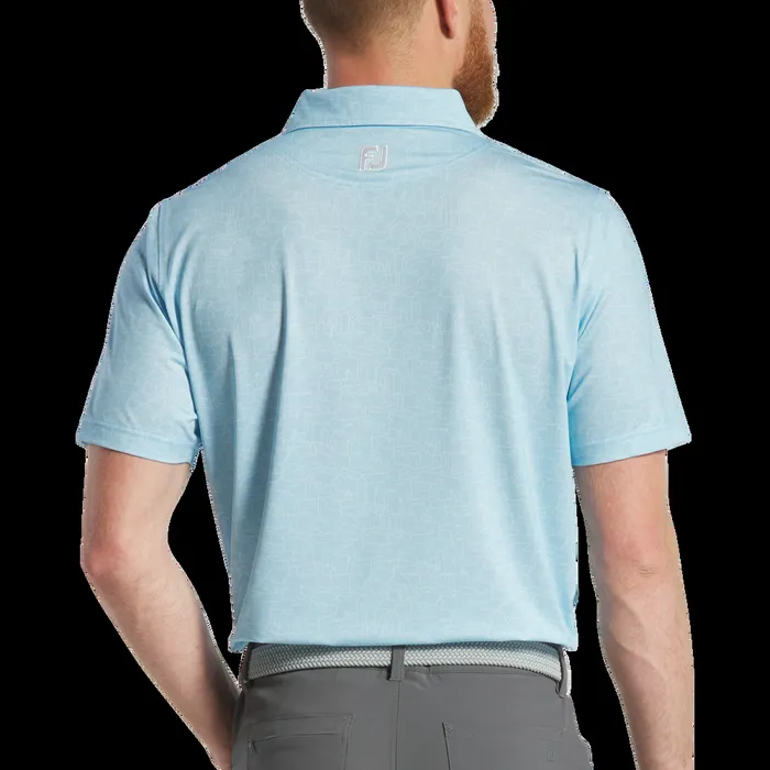 FootJoy Shirts Men Scottish Town Lisle Lake Blue White