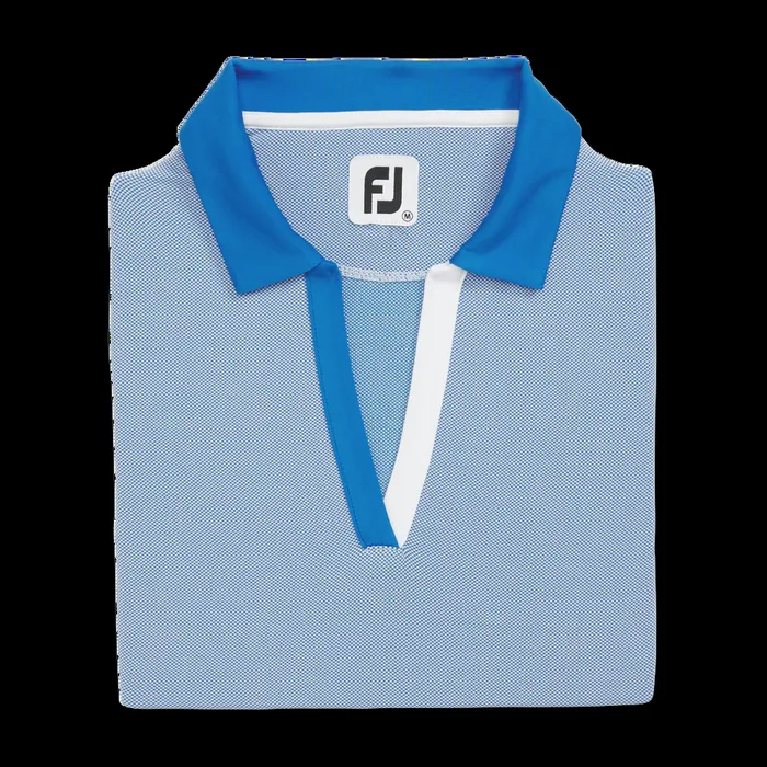 FootJoy Shirts Women Birdseye Open Placket Short Sleeve Blue FootJoy Shirts Women Birdseye Open Placket Short Sleeve Blue