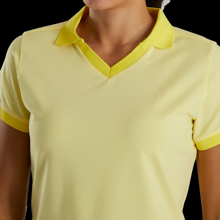 FootJoy Shirts Women End On End Open Collar Yellow FootJoy Shirts Women End On End Open Collar Yellow