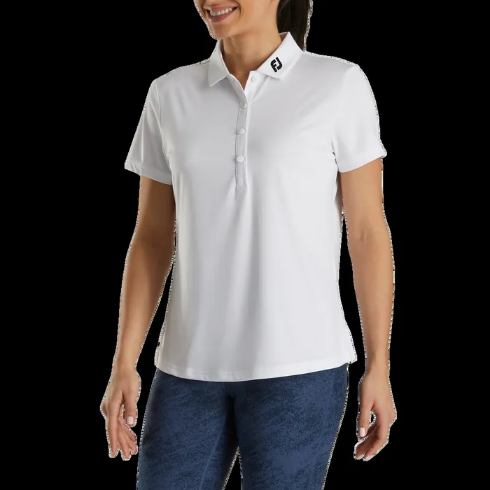 FootJoy Shirts Women Solid Lisle 8211 FJ Tour Collar White