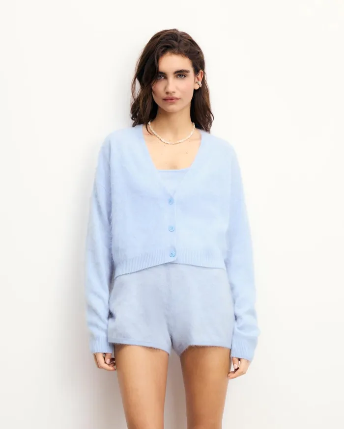 From Future Cashmere Cardigans Women Brushed Cardigan Sweater Baby Blue