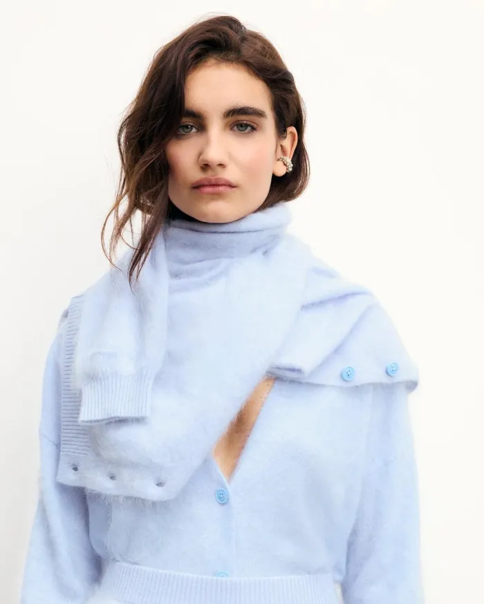 From Future Cashmere Cardigans Women Brushed Cardigan Sweater Baby Blue