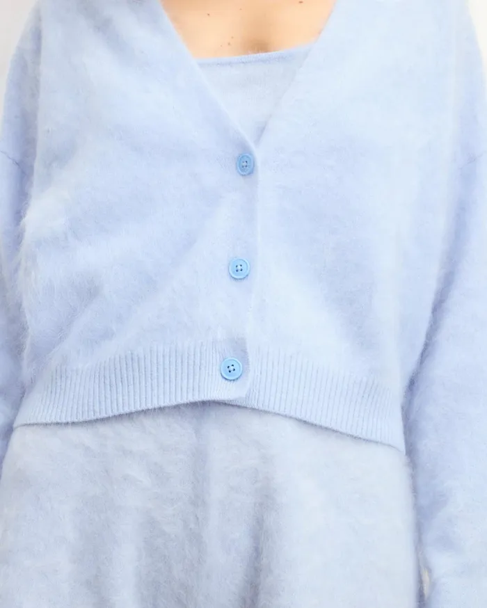 From Future Cashmere Cardigans Women Brushed Cardigan Sweater Baby Blue