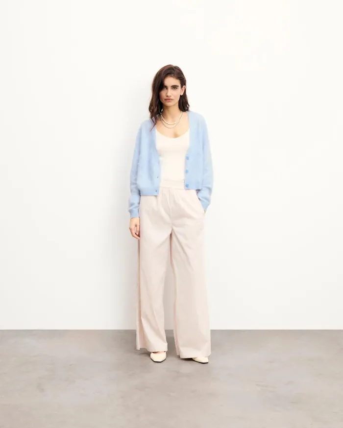 From Future Cashmere Cardigans Women Brushed Cardigan Sweater Baby Blue