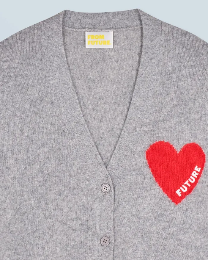 From Future Cashmere Cardigans Women Light Heart Cardigan Sweater Dark Heather Gray