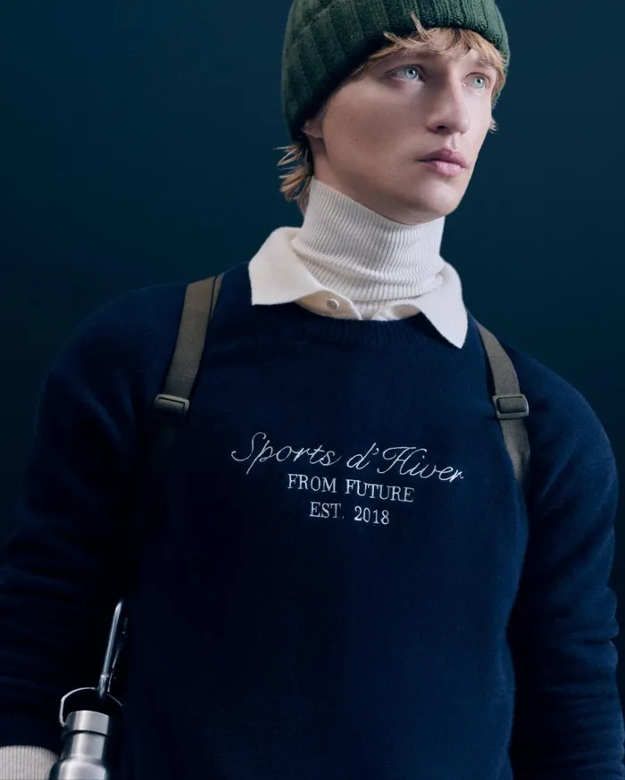 From Future Cashmere Sweaters Men Courchevel Crewneck Sweater Navy