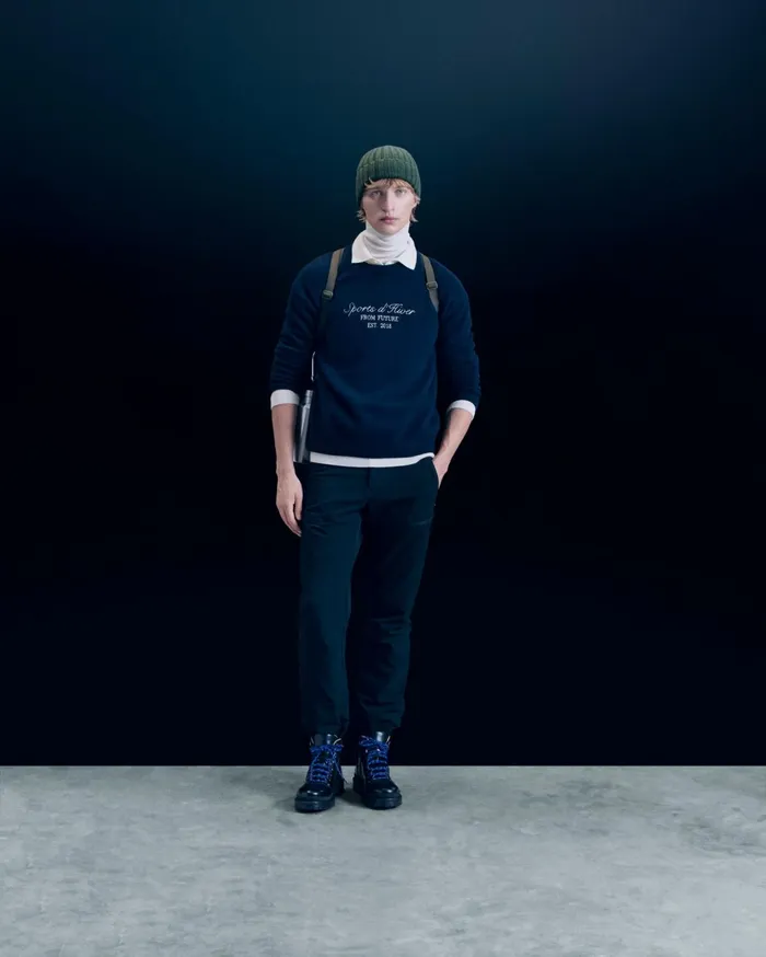 From Future Cashmere Sweaters Men Courchevel Crewneck Sweater Navy