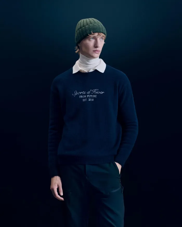 From Future Cashmere Sweaters Men Courchevel Crewneck Sweater Navy